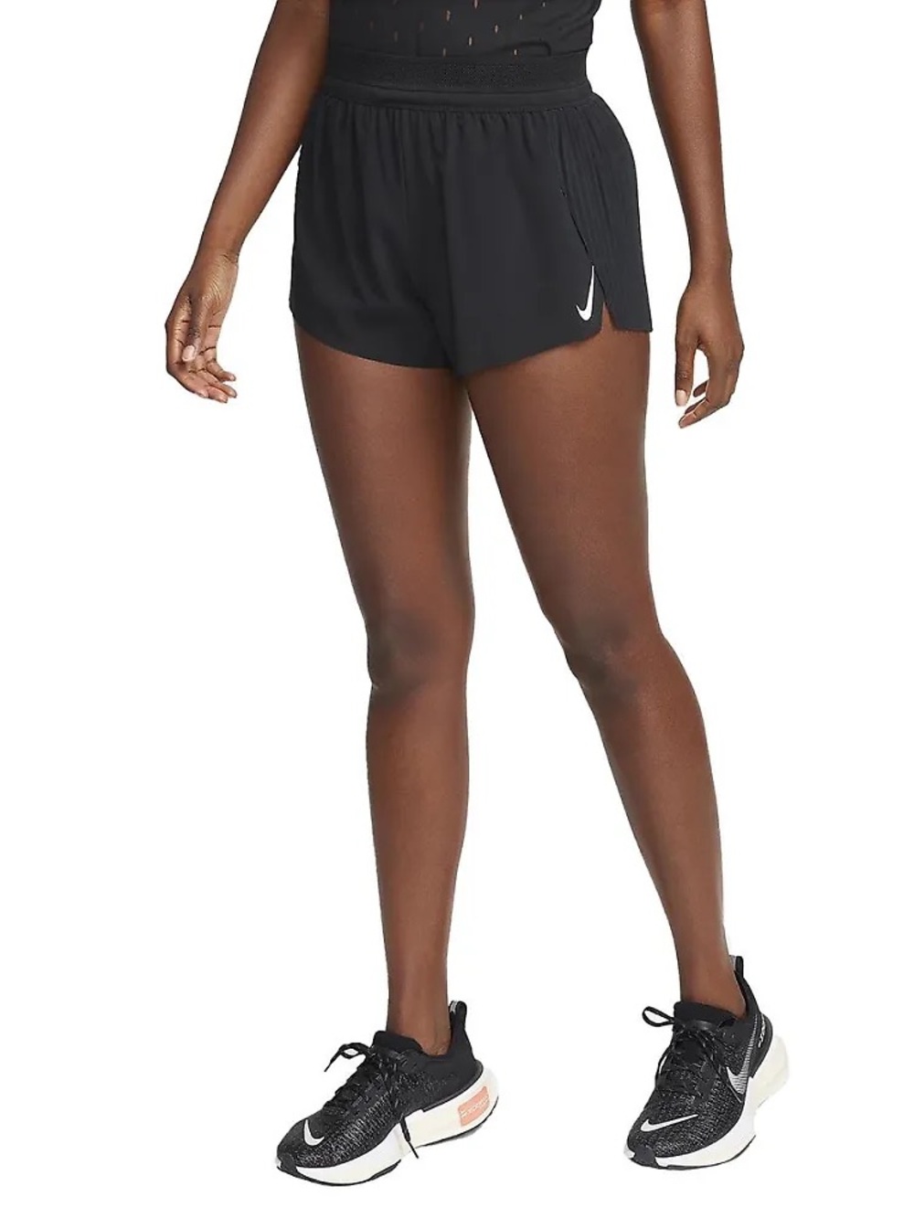 Nike Black Mini Running Shorts Lined Drawstring Pleated Back Dri-fit Adv